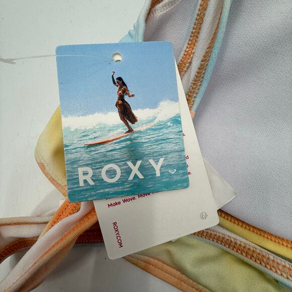 Roxy Bikini Top Size Large NWT Rainbow Cloud Bralette Tie Dye Beach Surf Swim - Picture 5 of 16